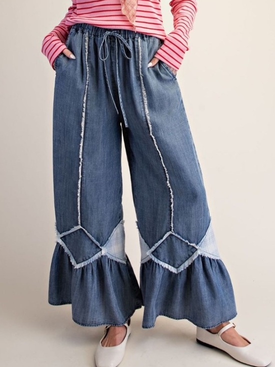 easel Pants - 395 RUFFLE BOTTOM WASHED CHAMBRAY
PANTS